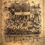 Bananas in retro style, resembling an old hand-made poster.